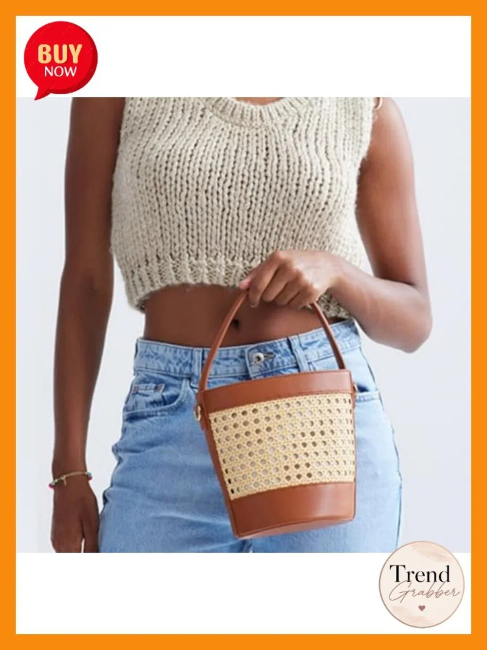 Woven Rattan Tote Bag, Summer Beach Crossbody, Top Handle Purse with Detachable